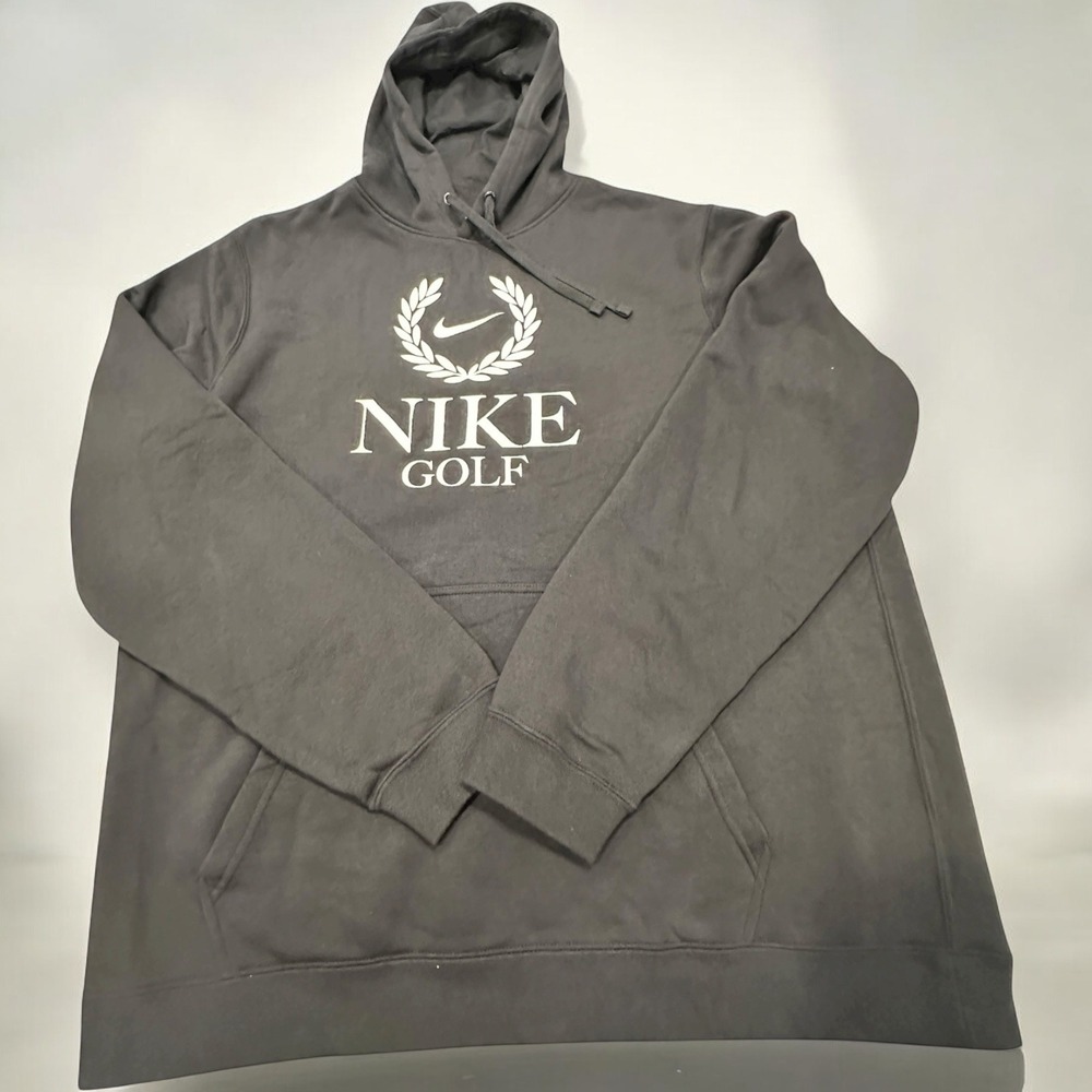 Nike Golf Hoodie Sweatshirt Men's XL Black Athletic Pullover Athletic Logo